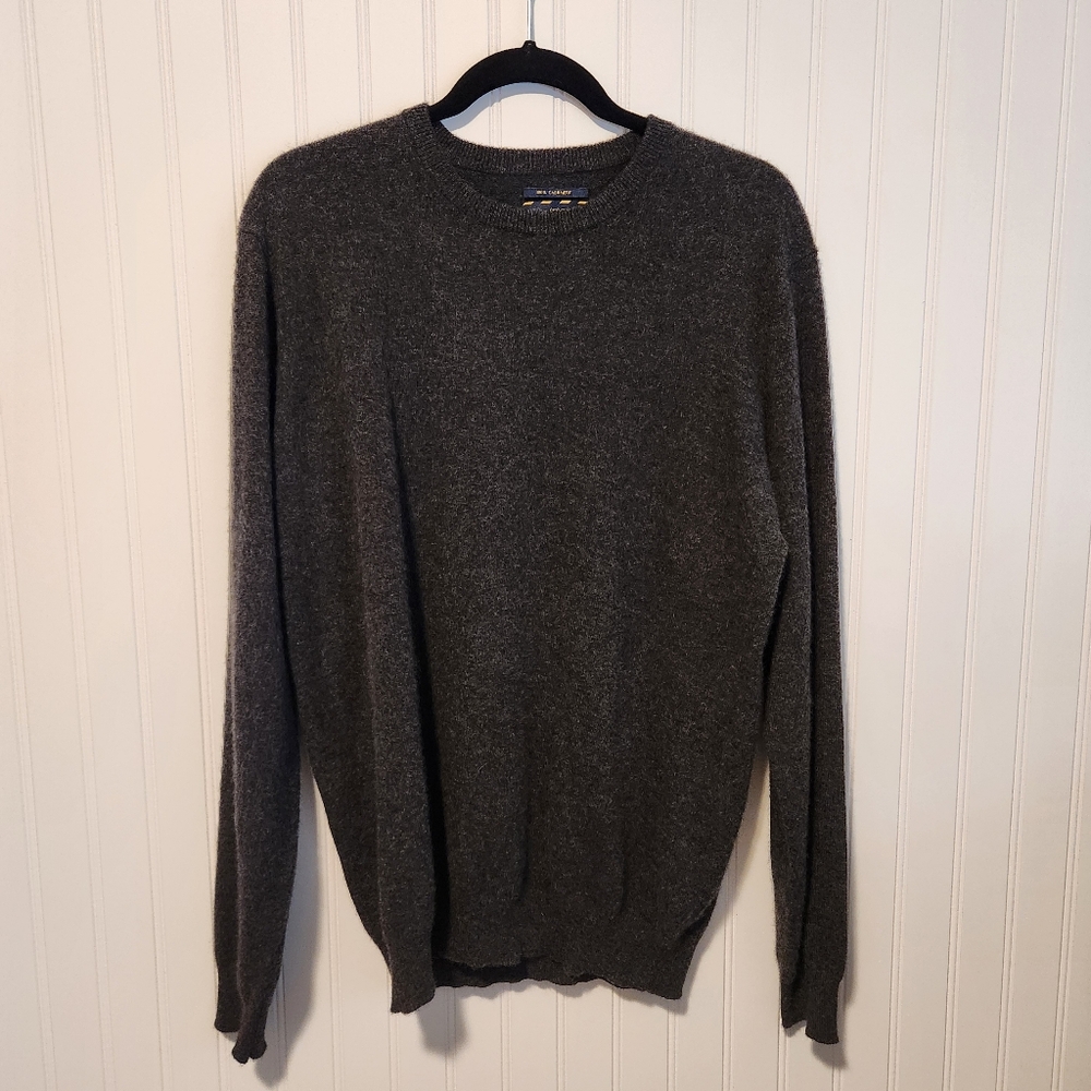 CLUB ROOM Men's Dark Grey 100% Cashmere Crew Neck Long Sleeve Sweater Large